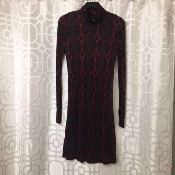 CUSTO BARCELONA Form-Fitting Black Red Midi Dress - Picture 1 of 2